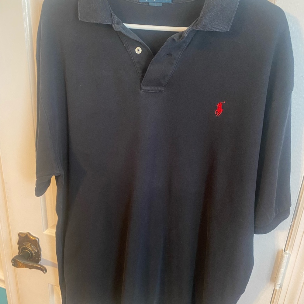 Ralph Lauren Men's Polo Shirt in Black with Red Logo